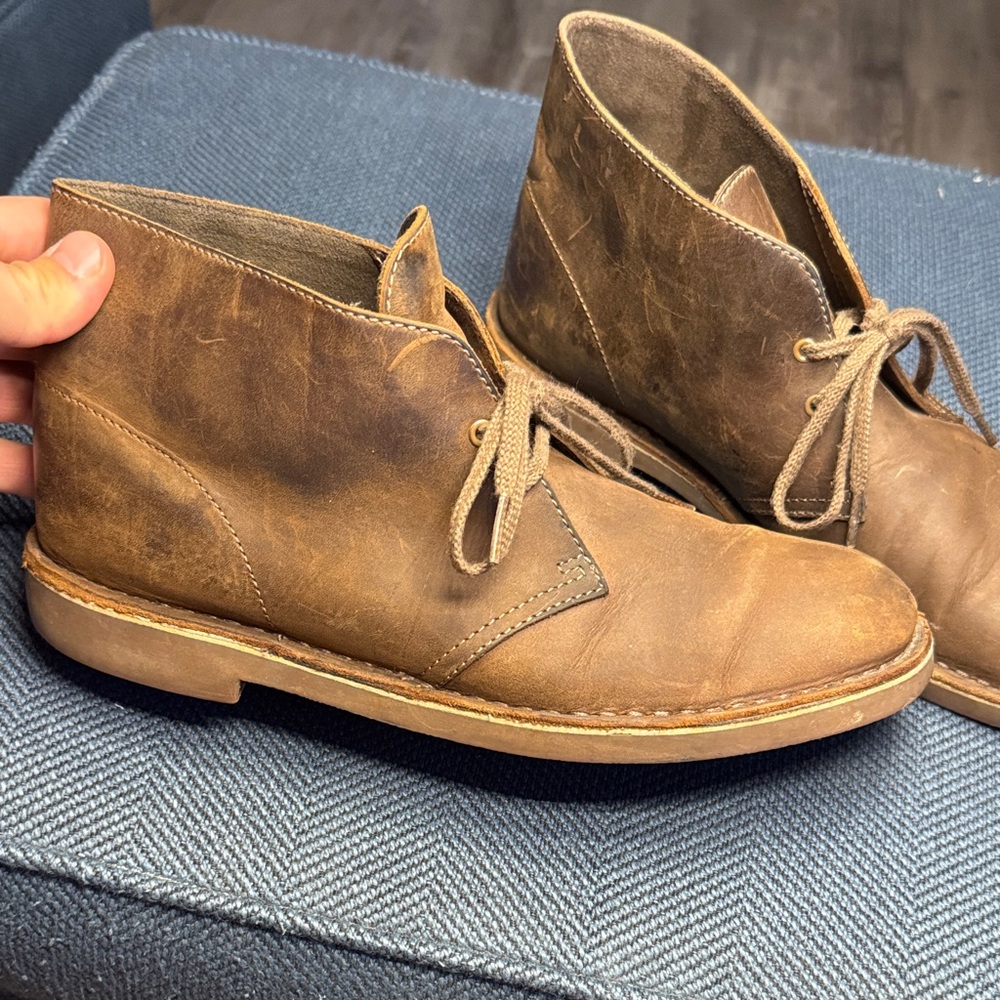 Clarks Tan Leather Chukka Boots - Picture 3 of 12